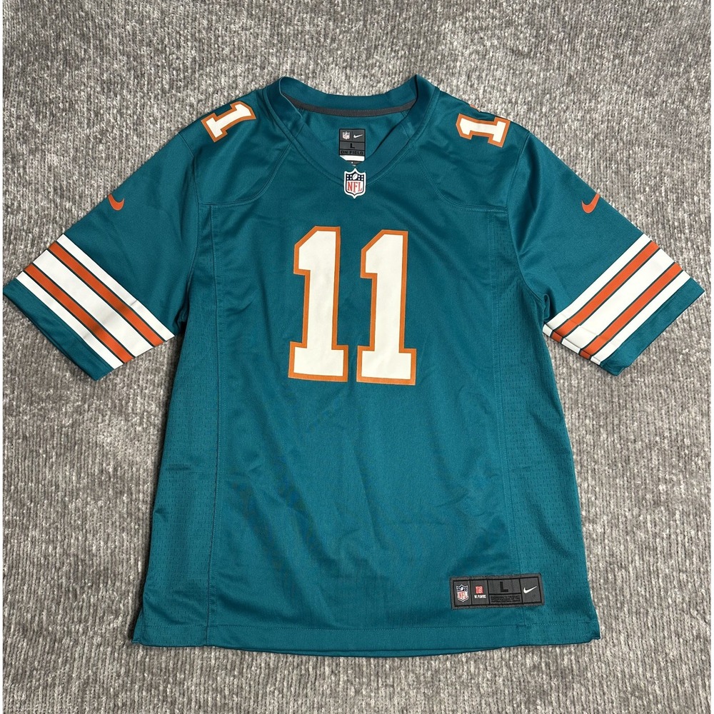 Nike NFL Miami Dolphins #11 DaVante Parker On Field Home Jersey Size L Aqua